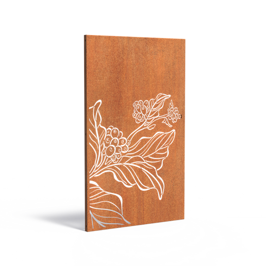 Gjerde i cortenstål med utskjæring: Blad