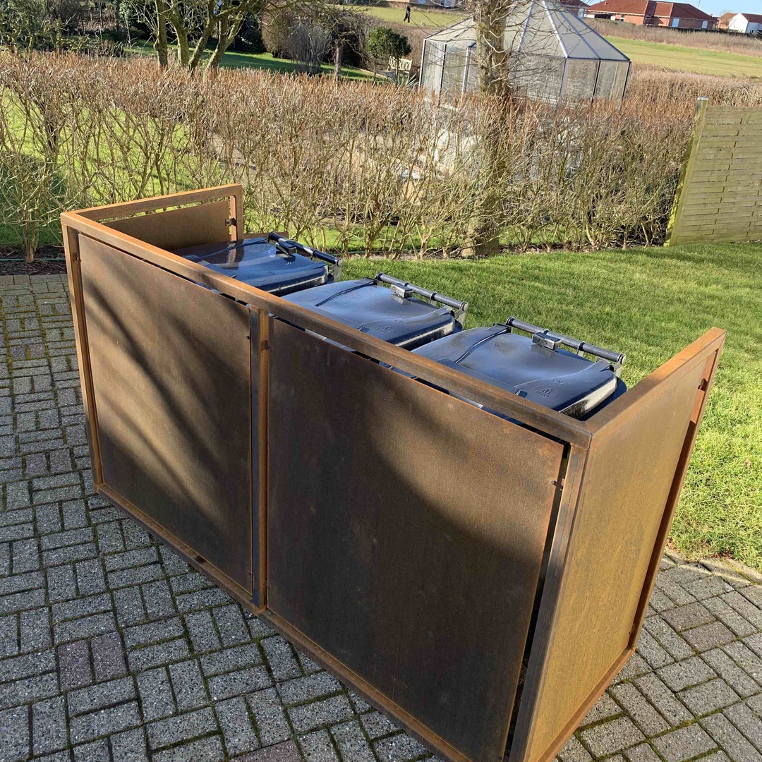 Søppelkasseskjuler i cortenstål - kraftig modell