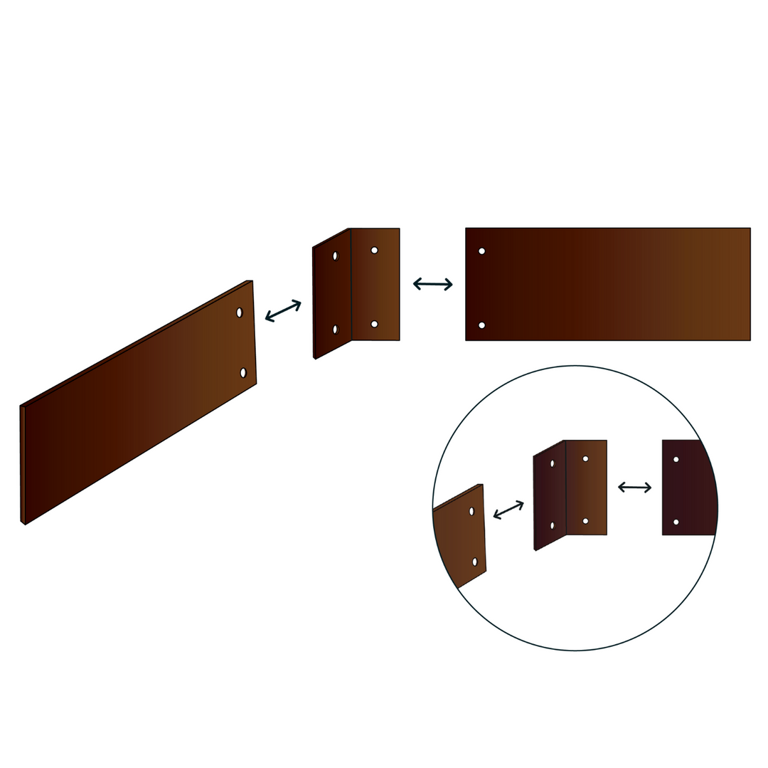 Hjørne for bedkant med bøyd kant