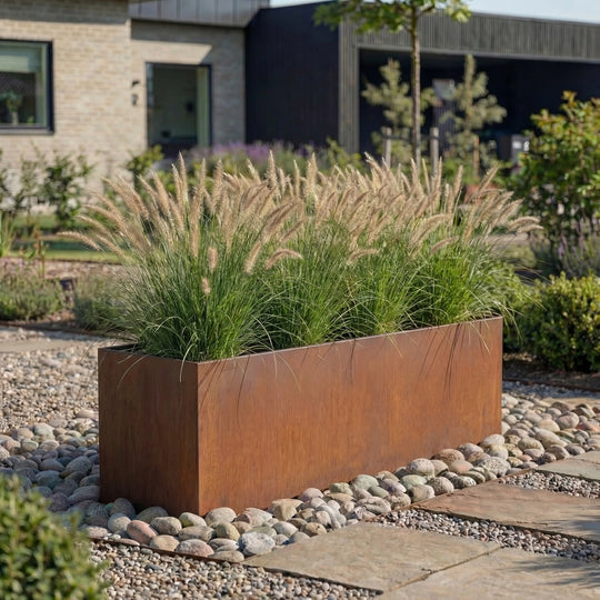 Spesialmål: Plantekasse uten bunn i 6 mm cortenstål – eksklusiv modell