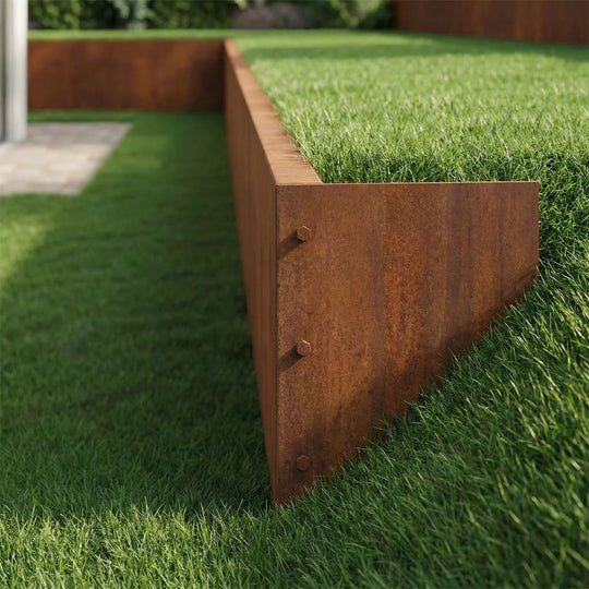 Endplate for støttemur i cortenstål