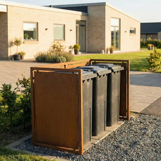 Søppelkasseskjuler i cortenstål - kraftig modell