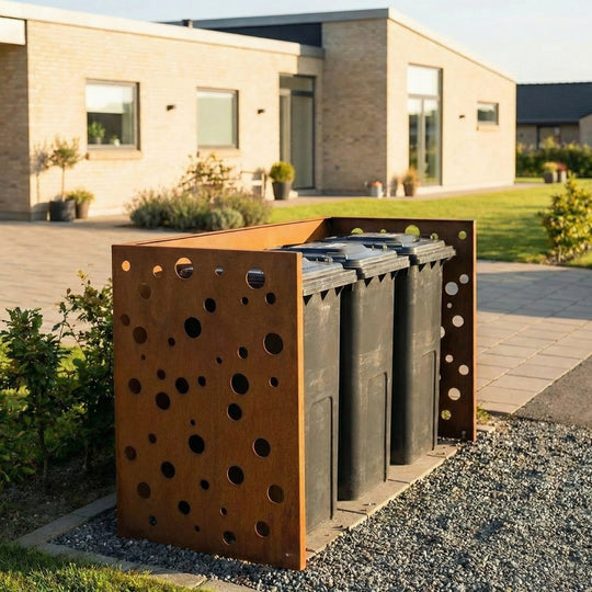 Søppelkasseskjuler cortenstål - perforert modell