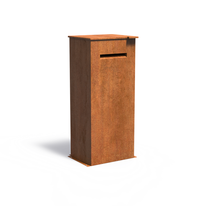 Postkasse i cortenstål, brev- og pakkemodell