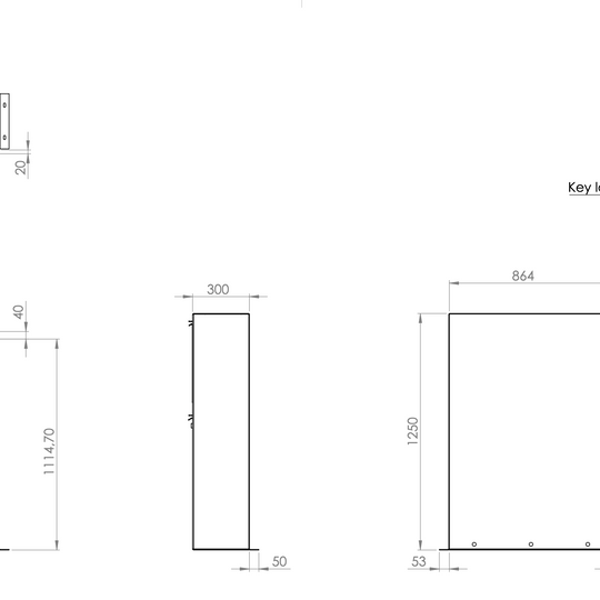 Postkasse i lakkert stål, brev og pakker, stor modell