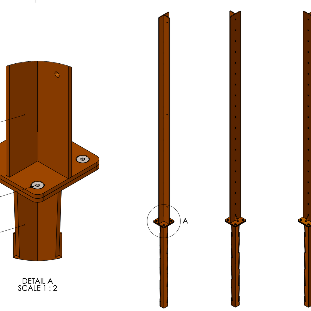 Stolpe til gjerde i cortenstål