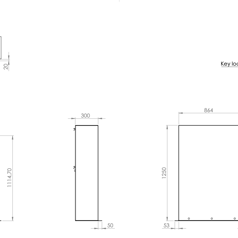 Cortenstål postkasse, brev og pakke, stor modell
