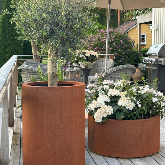 Spesialmål: Runde plantekasser med bunn